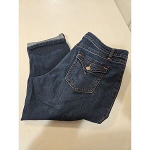 Avenue Denim Jeans Capri Pants Womens Size 16 Blue Denim Stretch (A1287)